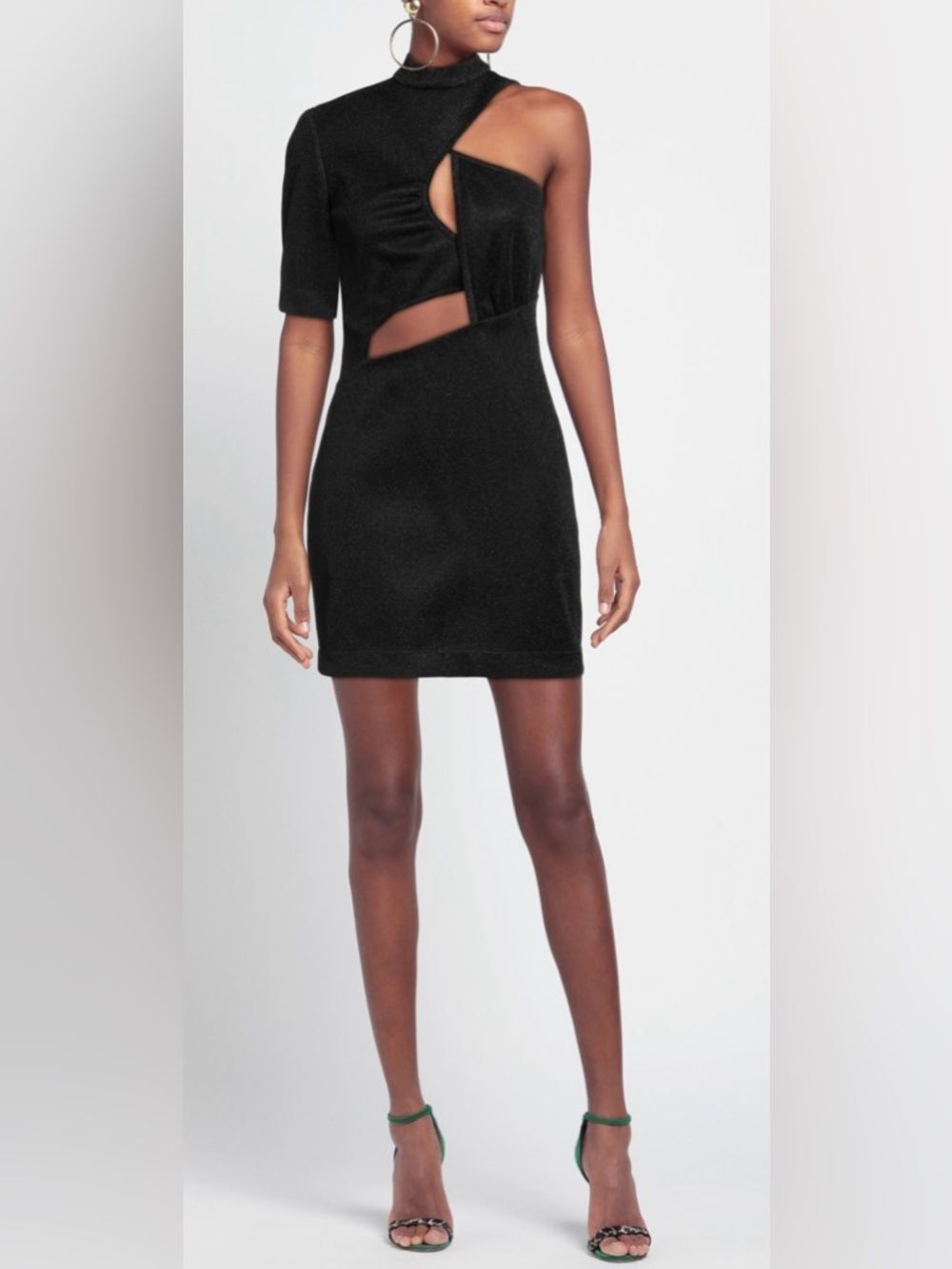 NWT Stella McCartney Asymmetrical One-Shoulder Cutout Mini Dress in Black, XS